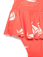 Costume intero per bambina Mini Rodini rosso con stampa con dettagli ruches - Rubino Kids