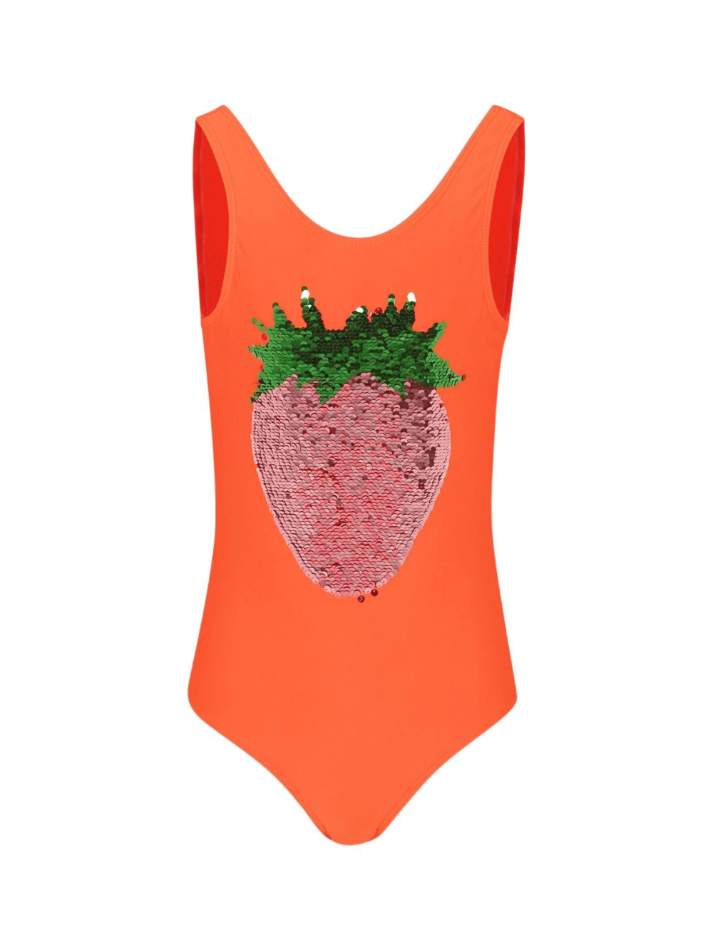 Costume intero per bambina Molo arancione con paillettes e apertura sul retro - Rubino Kids