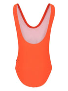 Costume intero per bambina Molo arancione con paillettes e apertura sul retro - Rubino Kids