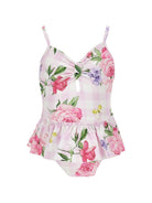 Costume intero per bambina Monnalisa rosa a fiori - Rubino Kids