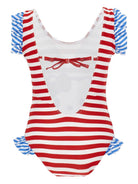 Costume intero per bambina Monnalisa x Sanrio Hello Kitty bianco e rosso a righe - Rubino Kids