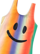 Costume intero per bambina multicolor Nika con design elasticizzato e stampa smiley - Rubino Kids