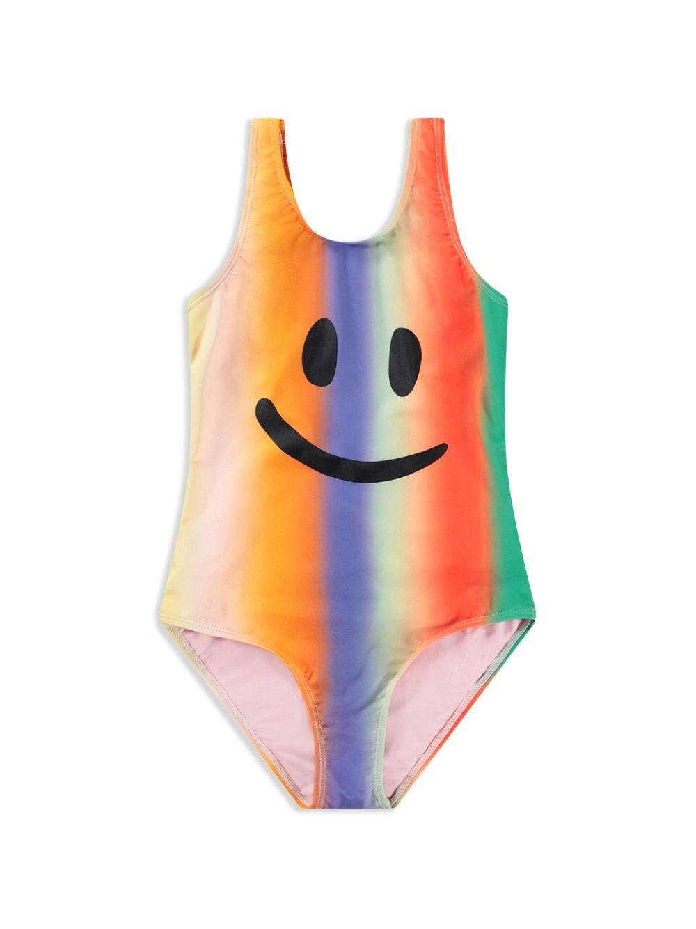 Costume intero per bambina multicolor Nika con design elasticizzato e stampa smiley - Rubino Kids