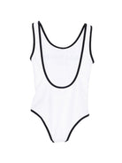 Costume per bambina Balmain Kids bianco con stampa logo sul davanti - Rubino Kids