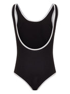 Costume per bambina Balmain Kids nero con stampa logo sul davanti - Rubino Kids