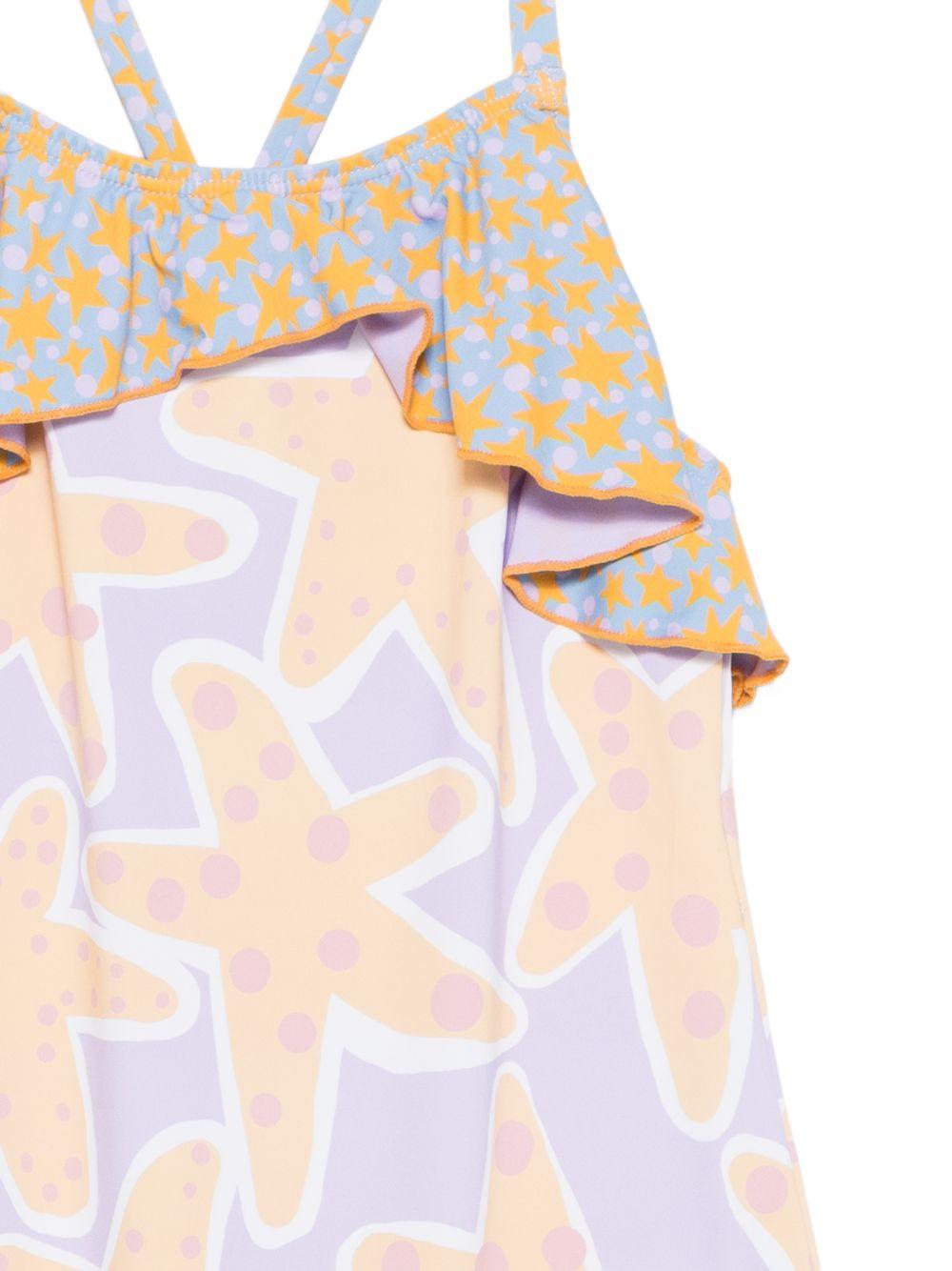 Costume per bambina Stella McCartney Kids multicolore con stampa grafica stelle marine all - over - Rubino Kids