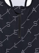 Costume per bambina Stella McCartney Kids nero con stampa logo all - over - Rubino Kids