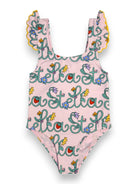 Costume per bambina Stella McCartney Kids rosa con stampa logo all - over - Rubino Kids