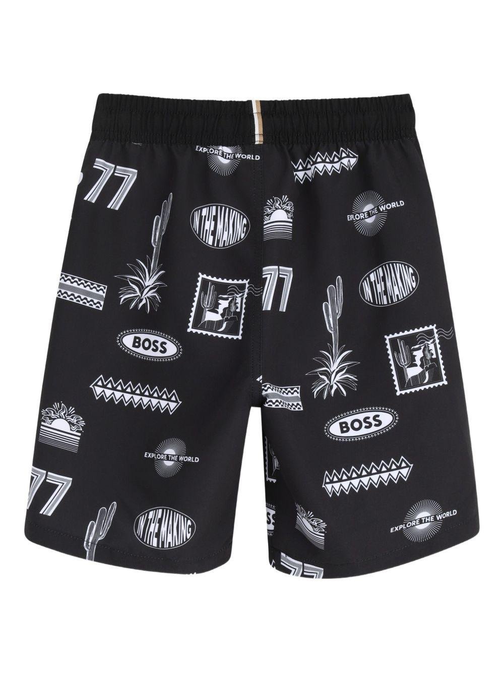 Costume per bambino Boss Kids nero con stampa grafica all - over - Rubino Kids