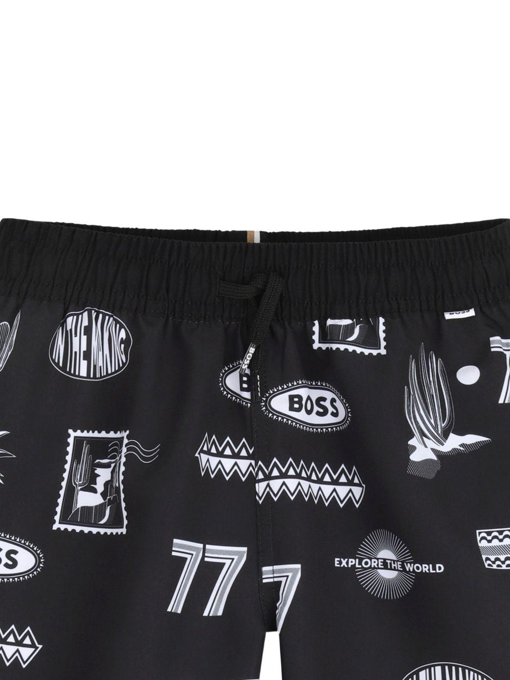 Costume per bambino Boss Kids nero con stampa grafica all - over - Rubino Kids