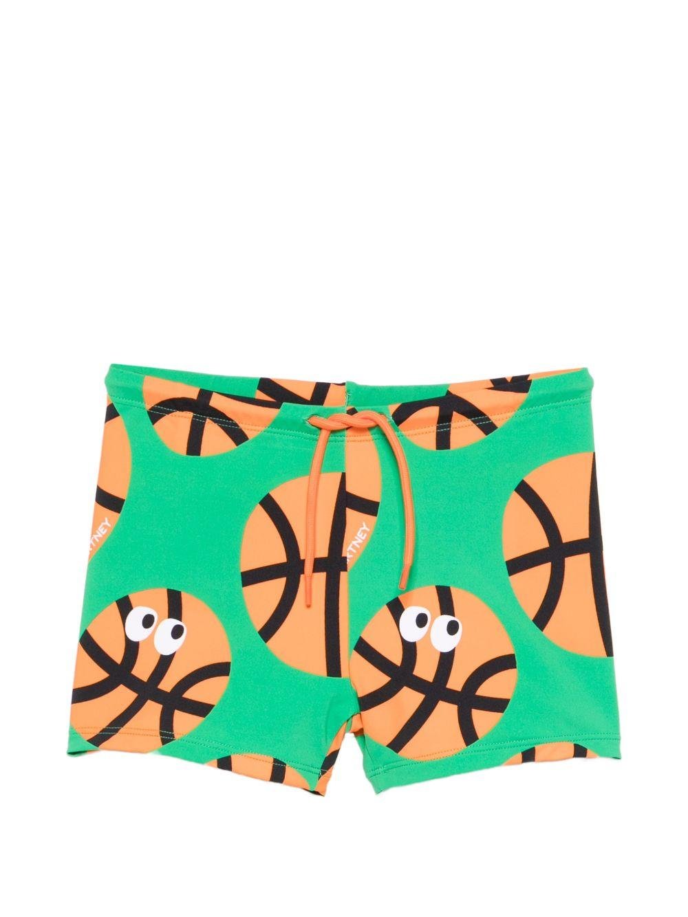 Costume per bambino Stella McCartney Kids verde con stampa palle da basket - Rubino Kids