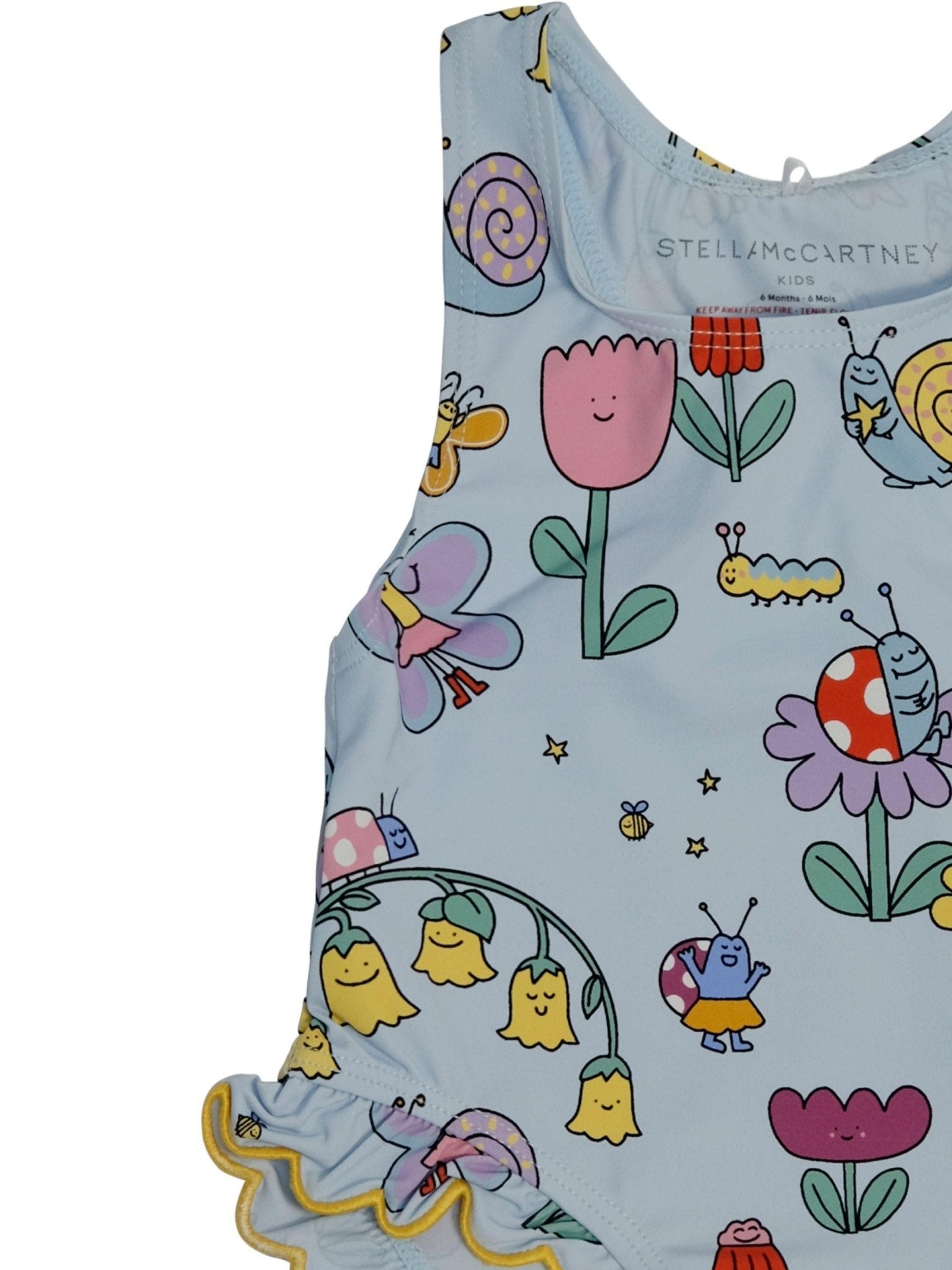 Costume per neonata Stella McCartney Kids azzurro con ruches - Rubino Kids