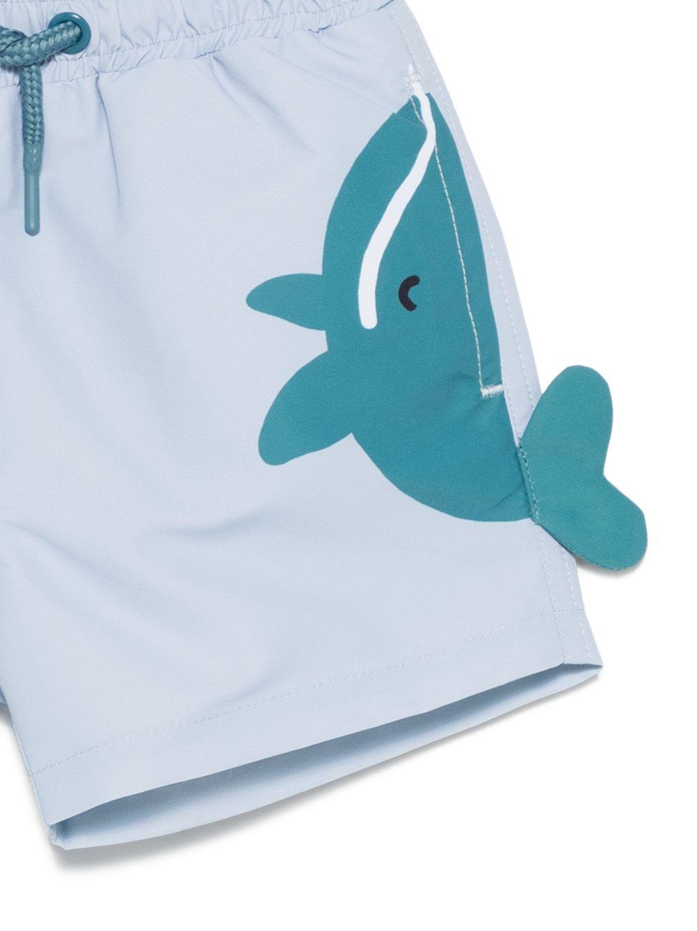 Costume per neonato Stella McCartney Kids azzurro con stampa grafica balene - Rubino Kids