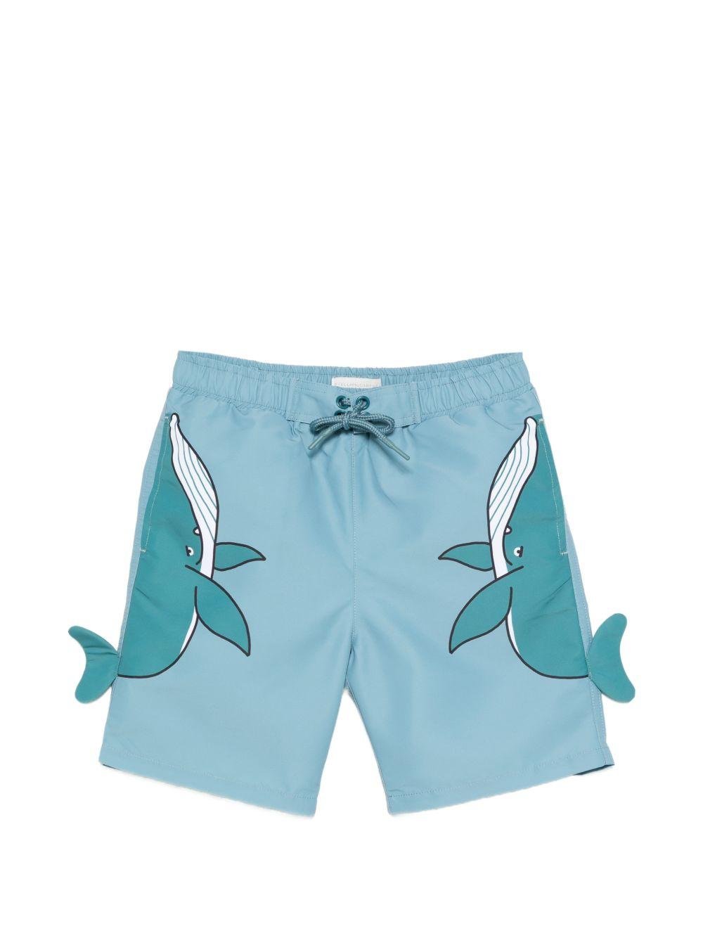Costumi per bambino Stella McCartney Kids azzurro con grafica balene - Rubino Kids