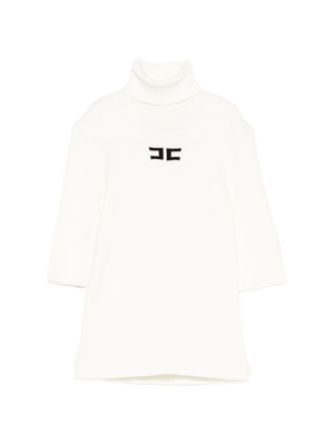 Elisabetta Franchi La Mia Bambina white turtleneck sweater for girls with embroidered logo