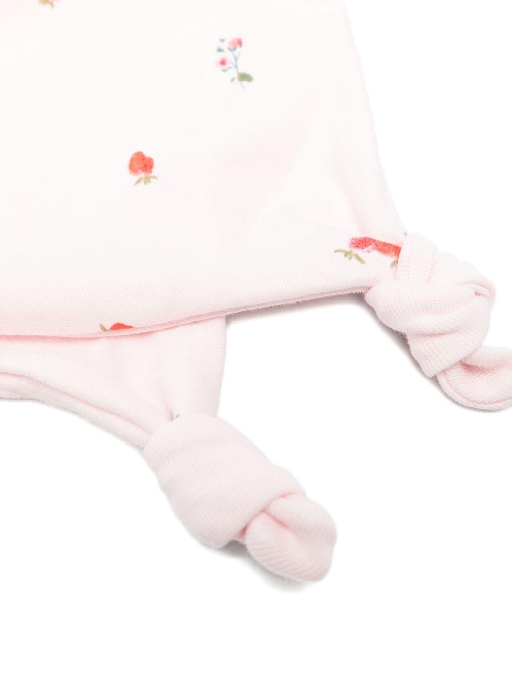 Doudou per neonati Petit Bateau rosa con stampa a fiori - Rubino Kids