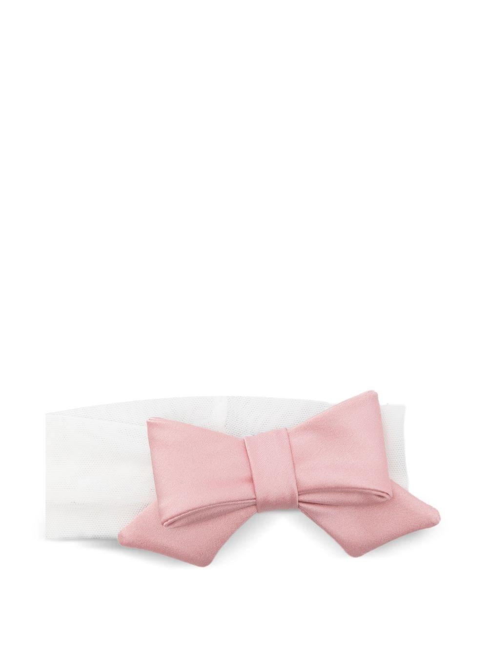 Fascia per capelli per neonata Colorichiari bianca con fiocco rosa - Rubino Kids