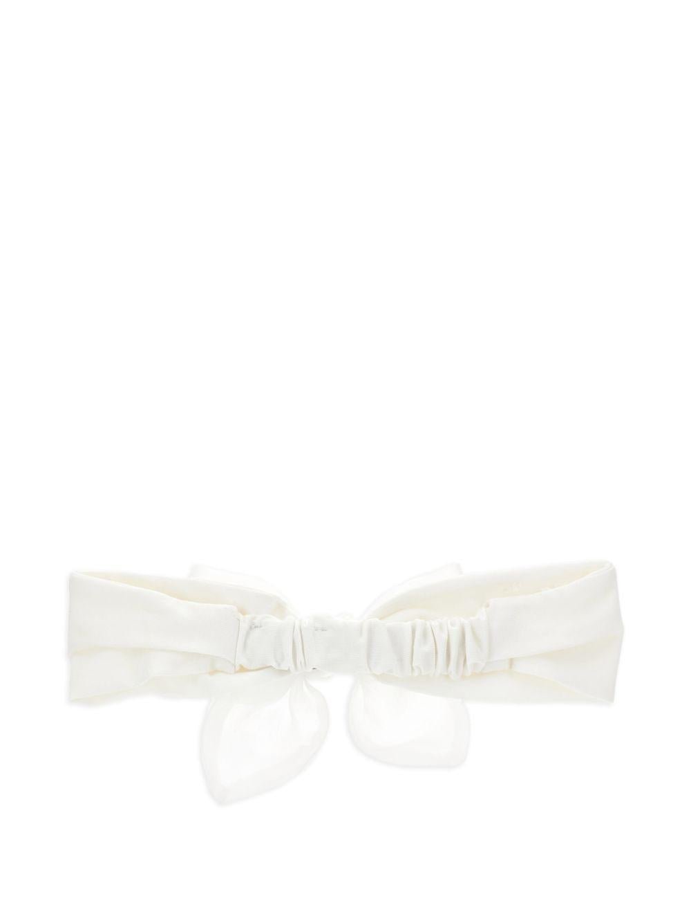 Fascia per capelli per neonata Monnalisa bianca con dettaglio con fiocco - Rubino Kids