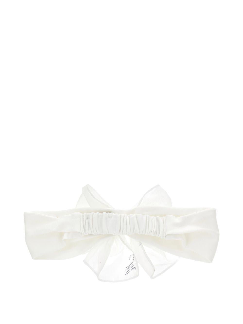 Fascia per capelli per neonata Monnalisa bianca con dettaglio fiocco - Rubino Kids