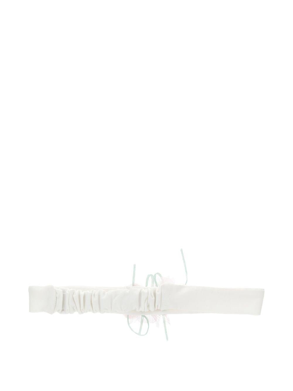 Fascia per capelli per neonata Monnalisa bianca con dettaglio fiore - Rubino Kids