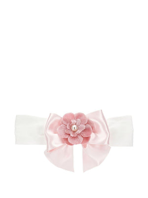 Pink Monnalisa baby headband with flower decoration
