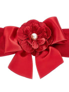 Fascia per neonata Monnalisa rosso con decorazione a fiori - Rubino Kids