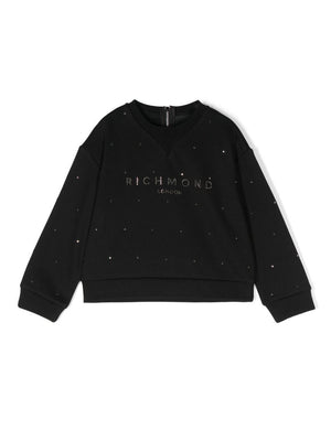 John Richmond Junior Girls' Black Studded Crew Neck Sweatshirt
