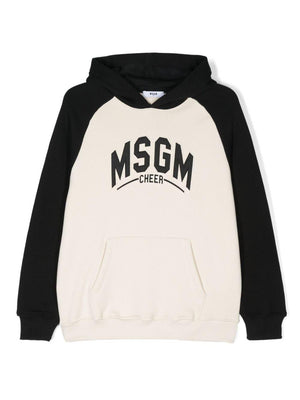 Felpa con cappuccio con logo ricamato per bambino MSGM Kids multicolor con tasca anteriore a marsupio