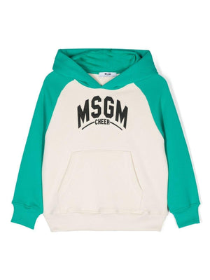 Felpa con cappuccio con logo ricamato per bambino MSGM Kids multicolor con tasca anteriore a marsupio