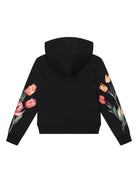 Felpa con cappuccio per bambina Dolce & Gabbana Kids nero con chiusura frontale con zip - Rubino Kids