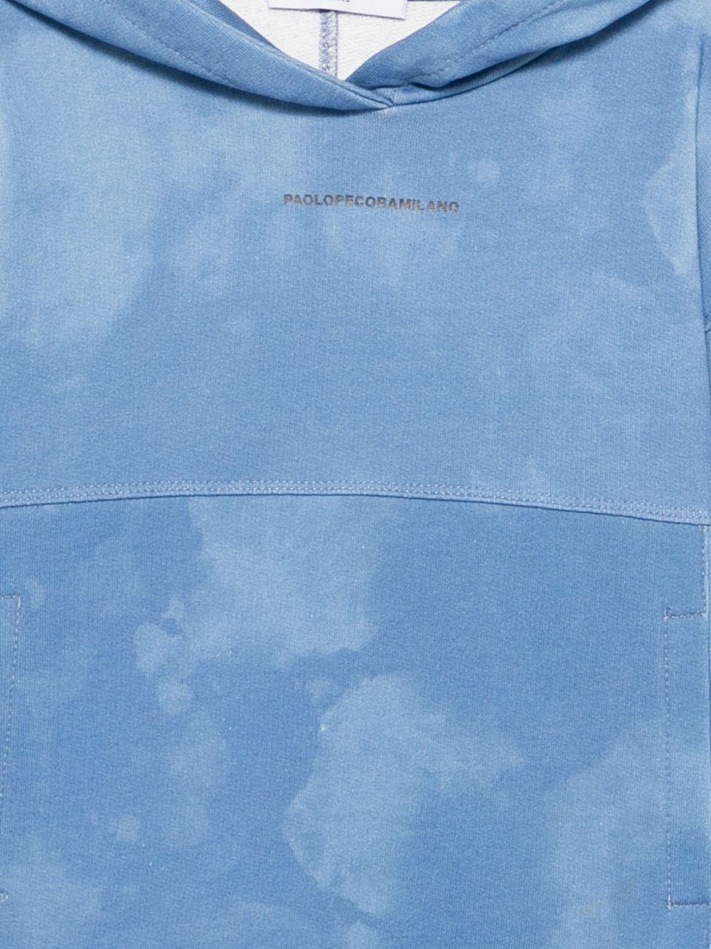 Felpa con cappuccio per bambino Paolo Pecora Kids azzurro con motivo tie - dye - Rubino Kids