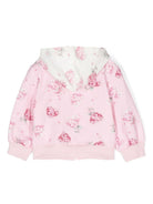 Felpa con cappuccio per neonata Monnalisa rosa con cotone elasticizzato - Rubino Kids