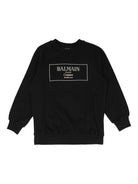 Felpa con logo ricamato per bambino Balmain Kids nera a maniche lungo - Rubino Kids