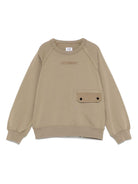 Felpa con logo ricamato per bambino C.P. Company Kids beige con tasca frontale - Rubino Kids