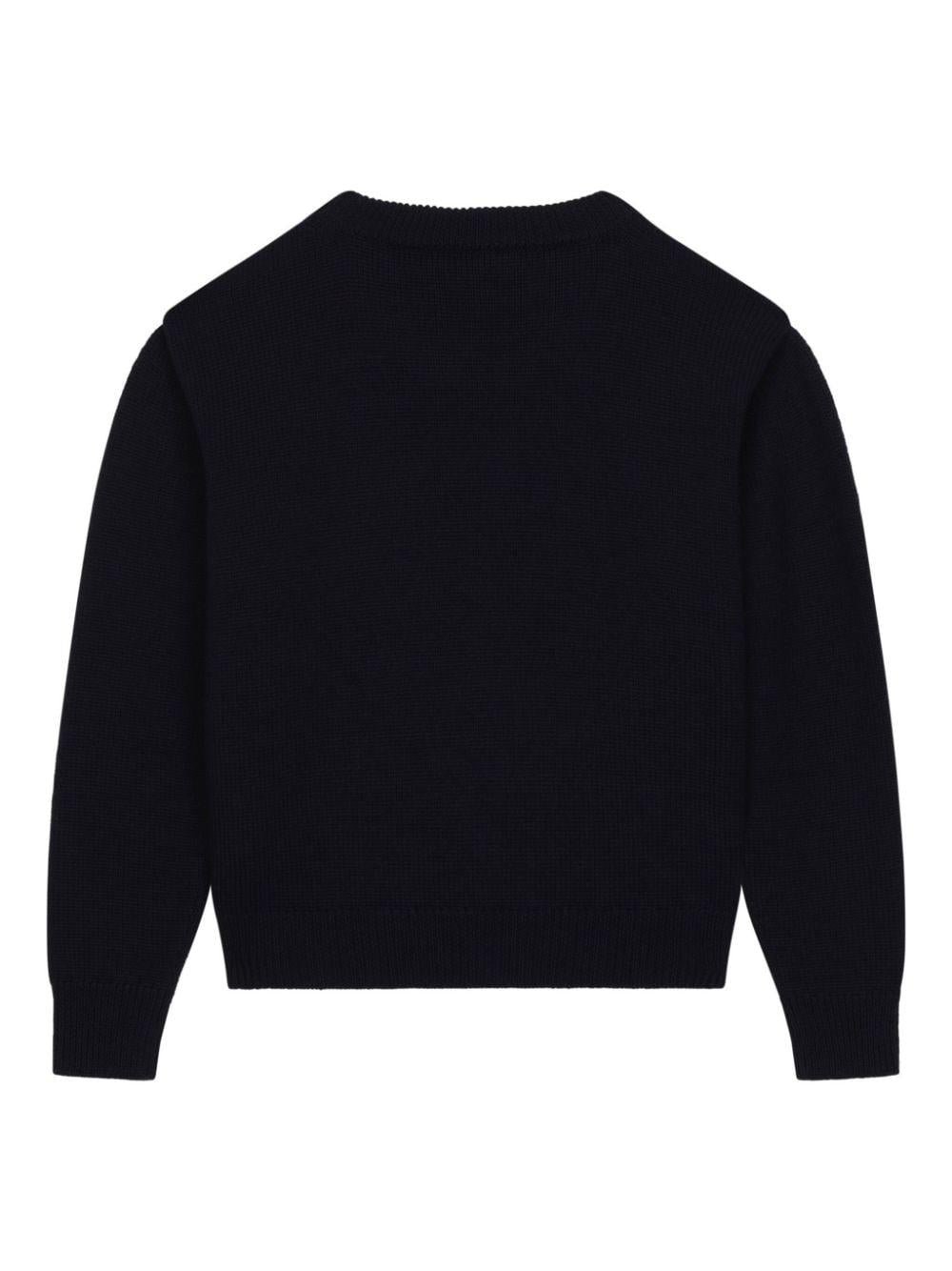 Felpa con ricamo DG per bambino Dolce & Gabbana Kids blu con scollo rotondo - Rubino Kids