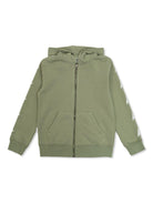 Felpa con stampa e cappuccio per bambino Golden Goose Kids verde con tasca frontale - Rubino Kids