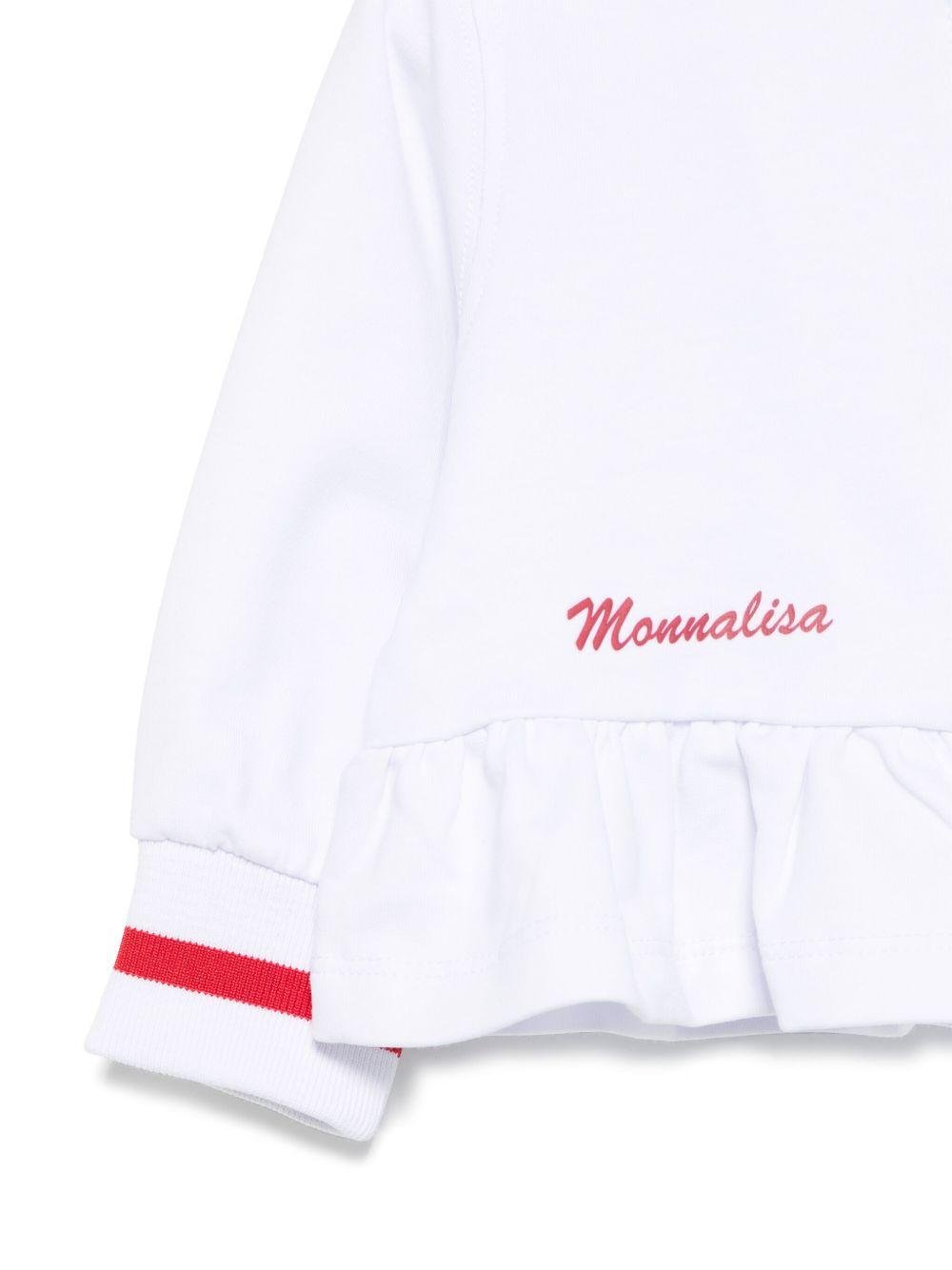 Felpa con stampa fiocco e cappuccio per neonata Monnalisa rosa con polsini a coste - Rubino Kids