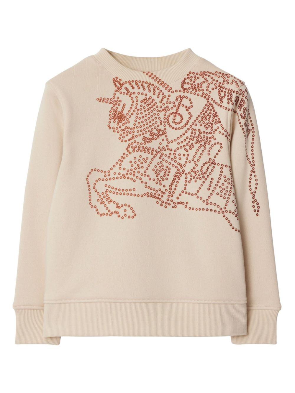Felpa con stampa Horsebit per bambino Burberry Kids beige con orlo dritto - Rubino Kids