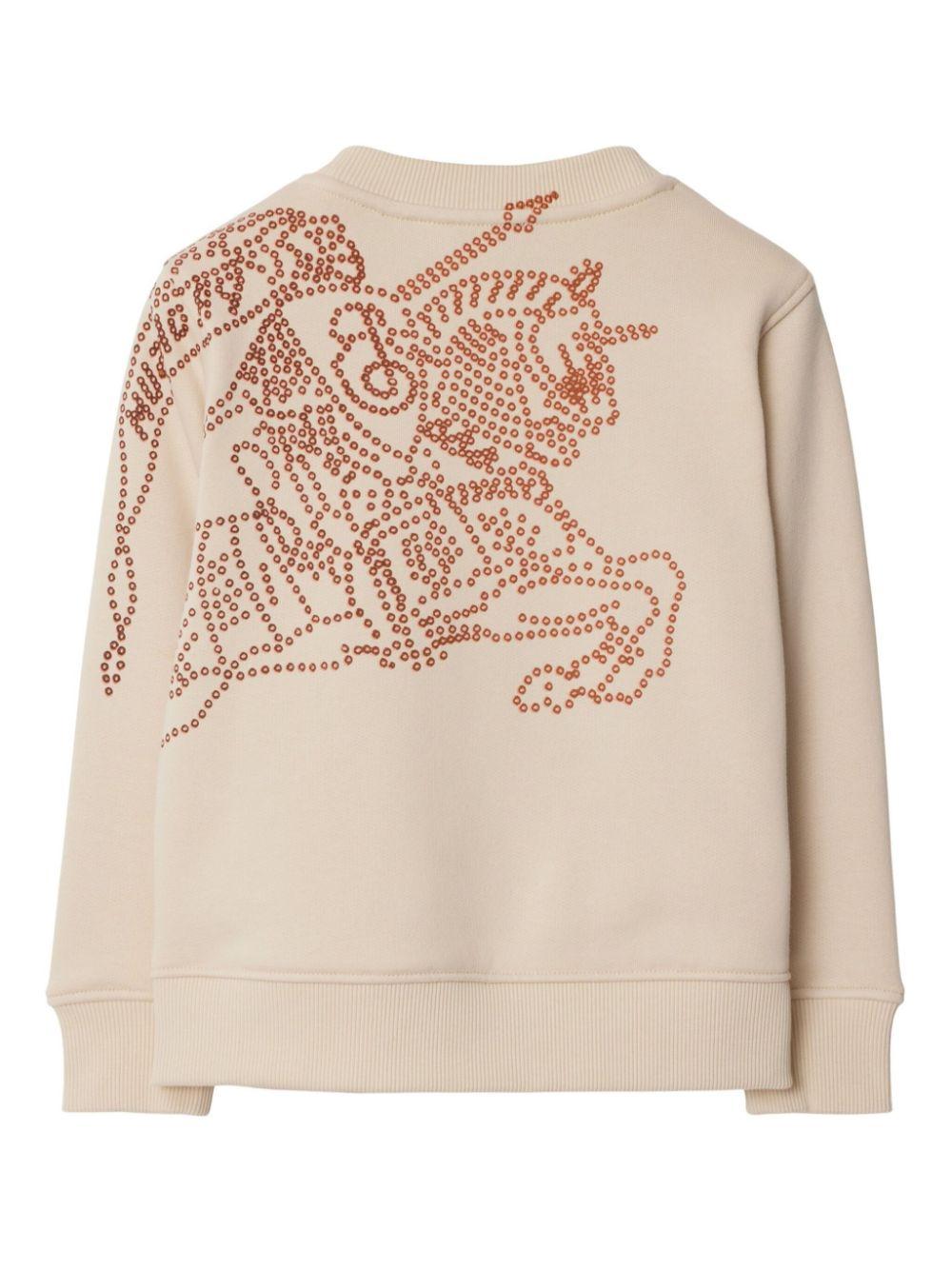 Felpa con stampa Horsebit per bambino Burberry Kids beige con orlo dritto - Rubino Kids