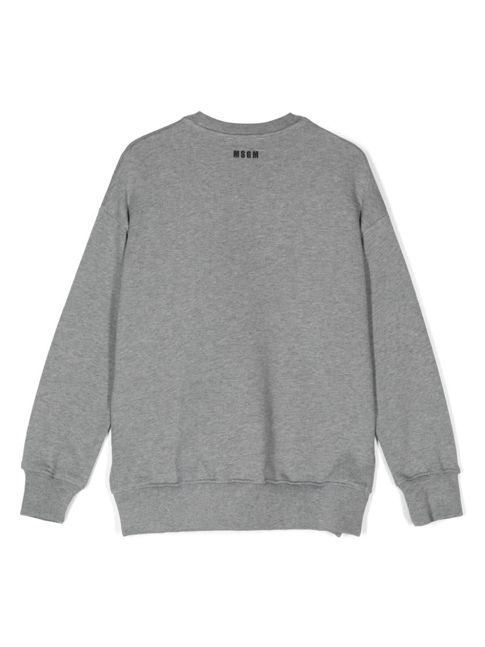 Felpa con stampa logo per bambina MSGM Kids grigio con girocollo - Rubino Kids