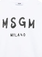 Felpa con stampa logo per bambino MSGM Kids bianco con orlo a coste - Rubino Kids