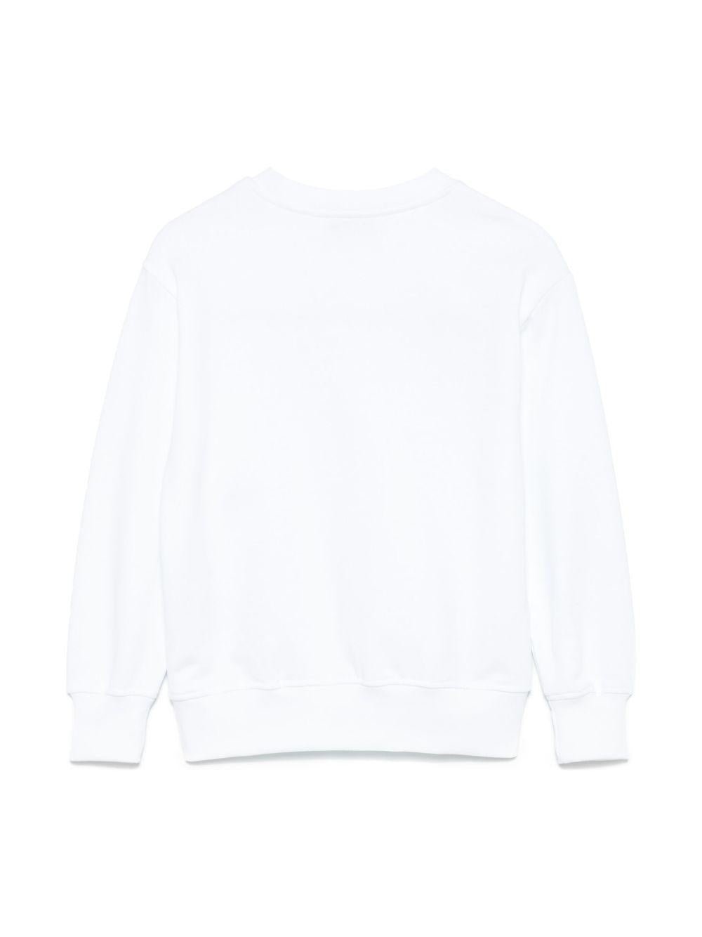 Felpa con stampa logo per bambino MSGM Kids bianco con orlo a coste - Rubino Kids