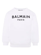 Felpa con stampa per bambino Balmain Kids bianca con logo - Rubino Kids
