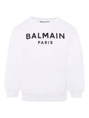 Balmain Kids white printed sweatshirt with logo