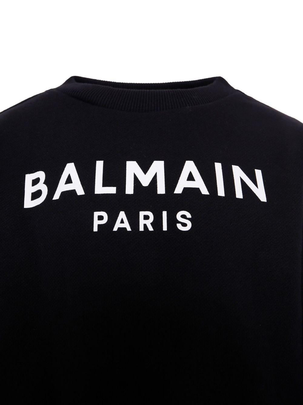 Felpa con stampa per bambino Balmain Kids nera con logo - Rubino Kids