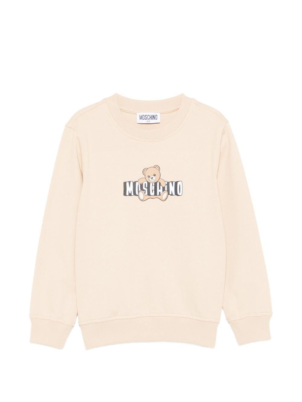 Felpa da bambino Moschino Kids bianco crema con stampa orsetto - Rubino Kids