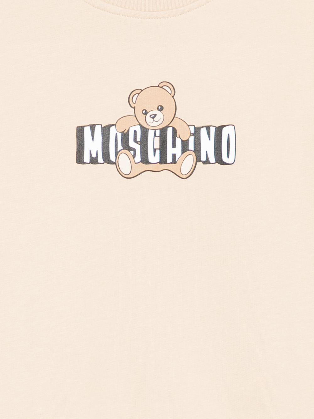 Felpa da bambino Moschino Kids bianco crema con stampa orsetto - Rubino Kids