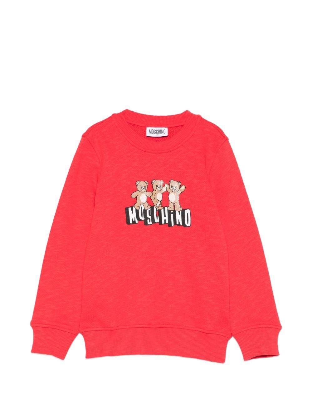 Felpa da bambino Moschino Kids rossa con stampa orsetti - Rubino Kids