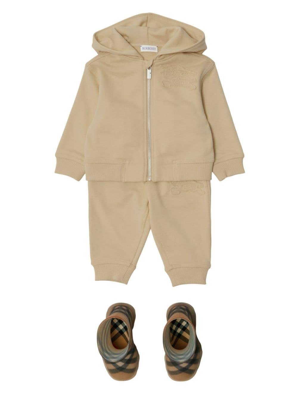 Felpa Equestrian Knight con zip per neonato Burberry Kids beige con cappuccio - Rubino Kids