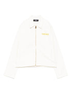 Felpa in cotone per bambino Versace Kids bianco con zip e logo - Rubino Kids